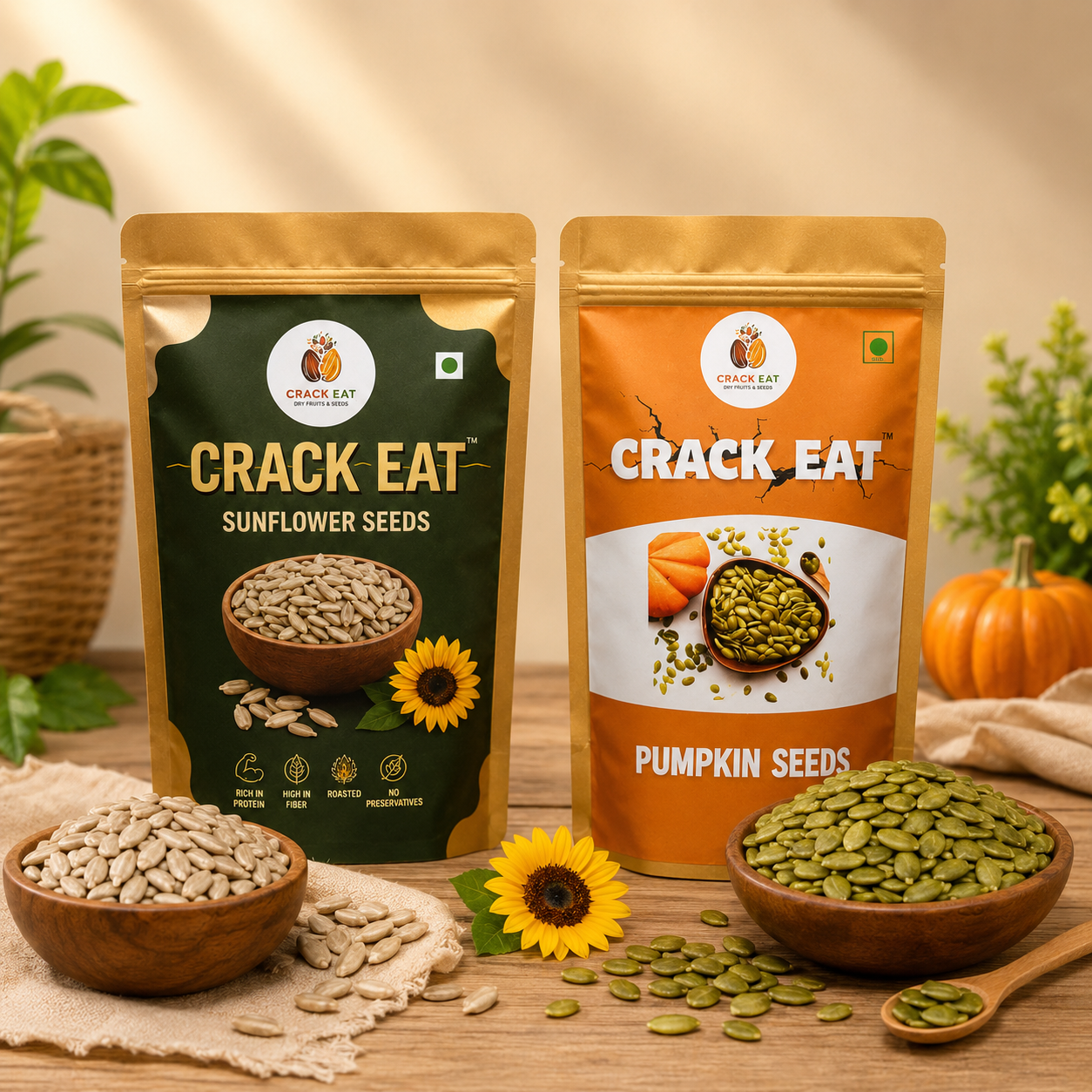 Combo Pack of Sunflower Seeds & Pumpkin Seeds (200g + 200g)